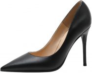 YUEXCHAO Classic Womens Pumps Solid Genuine Leather Thin Heel Ladies Career High Heels Elegant Office Shoes (Color : Gold, Shoe Size : 32)