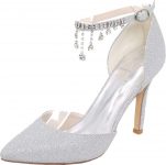 Womens Rhinestones Pendant Shoes for Wedding 9.8CM Pointed Toe Pumps Brdesmaid Party Dress Evening Glitter Heels