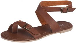 BTDECLAR Women's Flat Sandals Casual Toe Ring Flip Flop Cross Ankle Strap Buckle Open Toe Low Heel Summer Comfy Slingback Party Beach Sandals