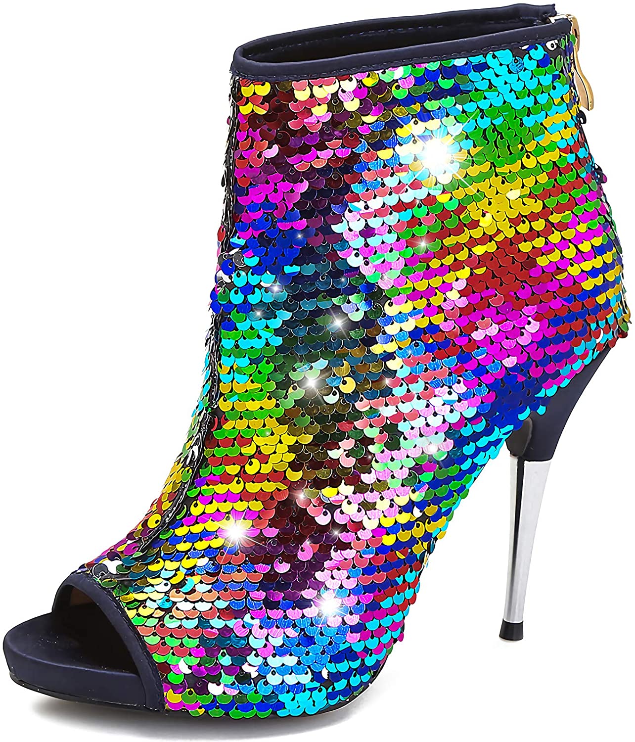 Women’s Platform Combat Boots Round Toe High Heels Ankle Boots Strap Adjustable Buckle Zipper Short Boot Block Chunky Heel Booties